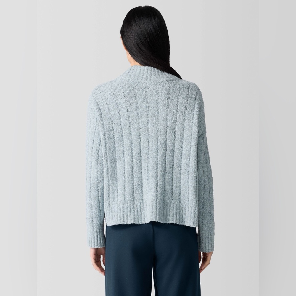 NWT Eileen Fisher Cotton Fluff Rib Turtleneck Top Boxy Fit, Cropped Length Sz 1X - Picture 3 of 12